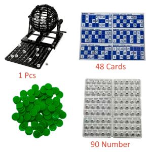 Juego-de-Bingo-Clásico-Familiar---Tómbola-Giratoria-con-90-Bolas-y-48-Cartones1