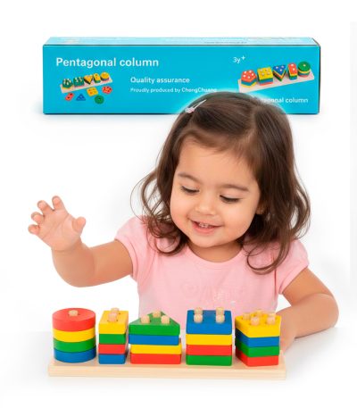 Juego-de-Encaje-y-Clasificación-de-Formas-Geométricas-Extendido-(5-Formas)-con-niña