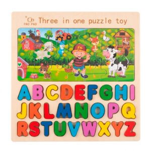Set-Encaje-Educativo-Didáctico-De-Madera--Rompecabezas-Abecedario-y-Granja