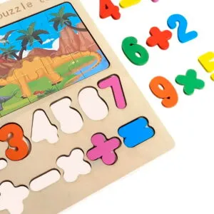 Set-Encaje-Educativo-Didáctico-De-Madera-Rompecabezas-Números-y-Dinosaurios