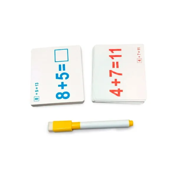 Set de Tarjetas de Suma Reutilizables con Plumón Borrable