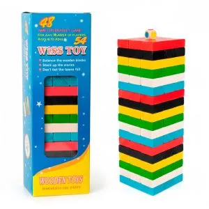 Torre-de-Equilibrio-tipo-Jenga-Madera-de-Colores-Juego-de-48-Bloques0