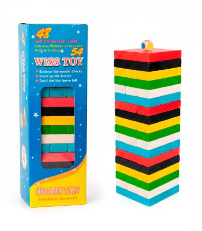 Torre-de-Equilibrio-tipo-Jenga-Madera-de-Colores-–-Juego-de-48-Bloques0