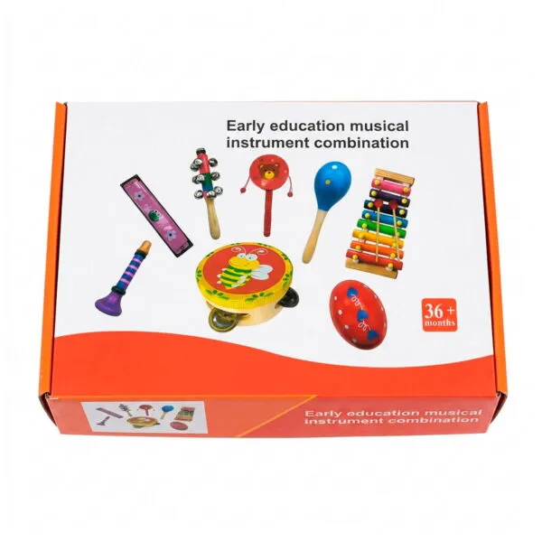 Set 8 Instrumento Musicales Montessori Madera para Niños
