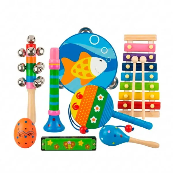 Set 8 Instrumento Musicales Montessori Madera para Niños