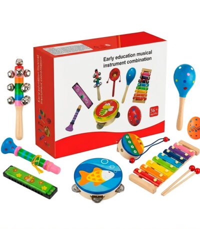 Set 8 Instrumento Musicales Montessori Madera para Niños